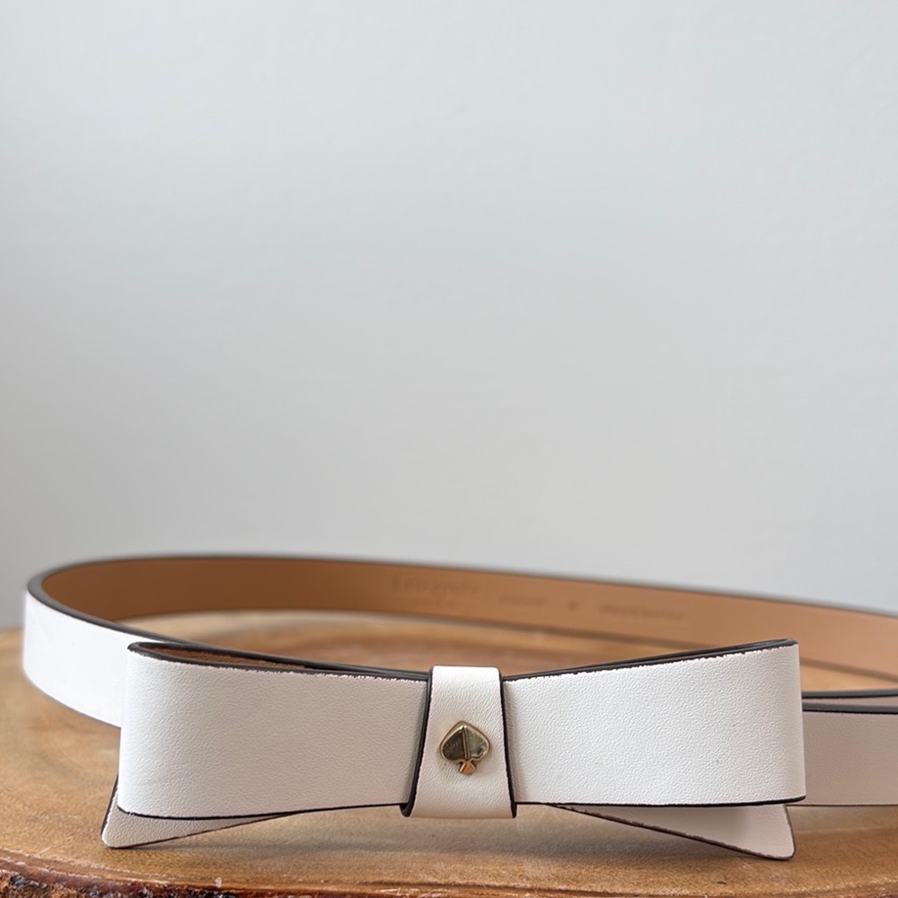 kate spade White Bow Belt with Gold Spade Accent
